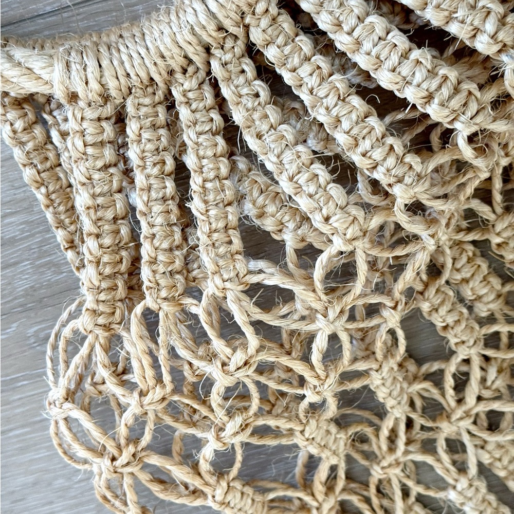 Handmade Hollow Out Macramé Beach Jute Woven Tote Bag Farmers Market Bag - Picture 6 of 10